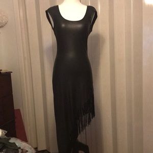 Small/medium fit black pleather highlow side dress